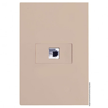 Conjunto RJ11 Telefone Horizontal 4x2 - RECTA Areia Satin Fosco